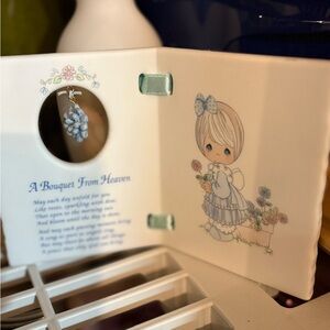 Precious Moments Keepsake with Blue Flower Charm “A Bouquet from Heaven” Vintage